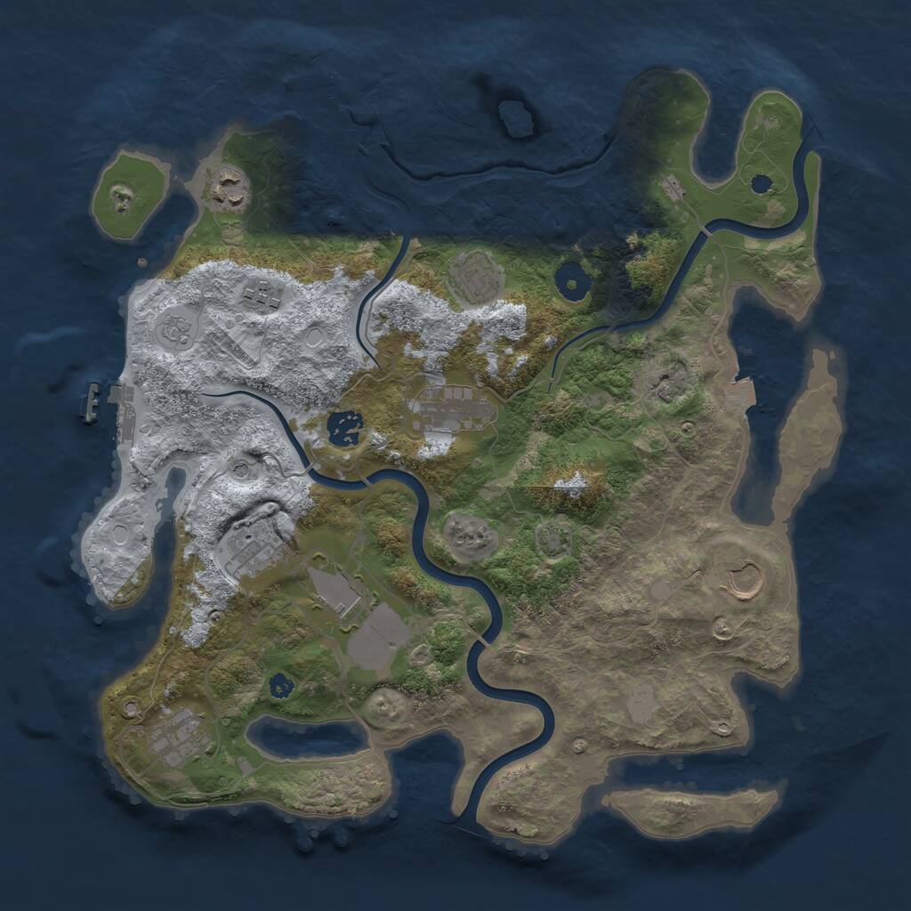 Rust Map: Procedural Map, Size: 3700, Seed: 1215088614, 15 Monuments