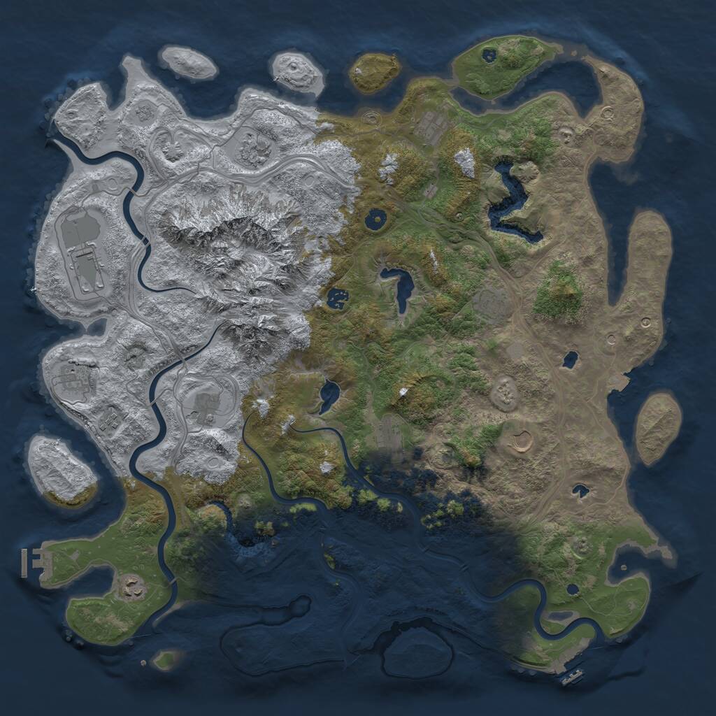 Rust Map: Procedural Map, Size: 5000, Seed: 352612345, 17 Monuments