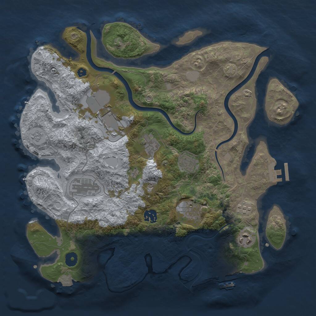 Rust Map: Procedural Map, Size: 3500, Seed: 1502299062, 14 Monuments