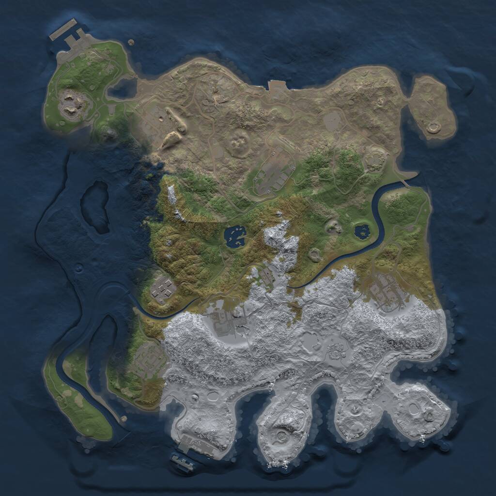 Rust Map: Procedural Map, Size: 3250, Seed: 47659, 14 Monuments