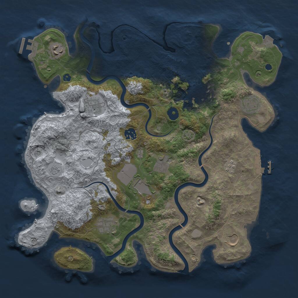 Rust Map: Procedural Map, Size: 3750, Seed: 501804315, 16 Monuments