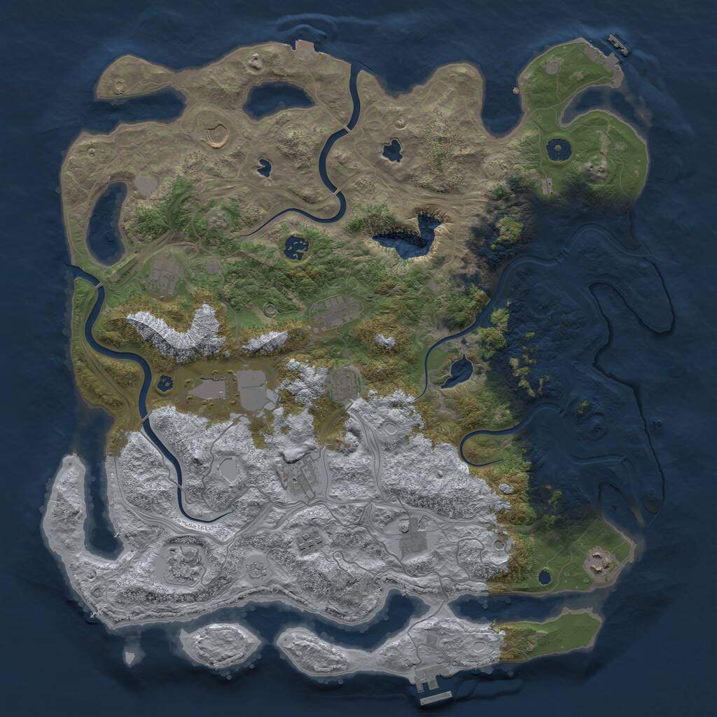 Rust Map: Procedural Map, Size: 4500, Seed: 743277445, 17 Monuments