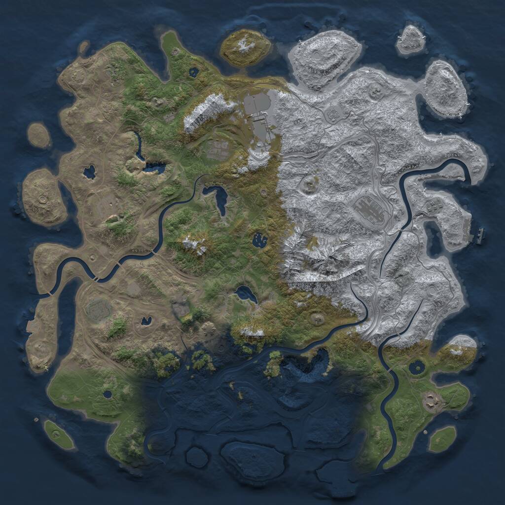 Rust Map: Procedural Map, Size: 5000, Seed: 1690556112, 16 Monuments