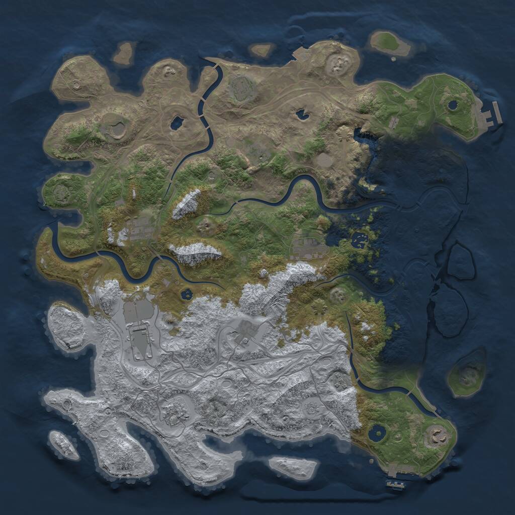 Rust Map: Procedural Map, Size: 4500, Seed: 1180422163, 17 Monuments