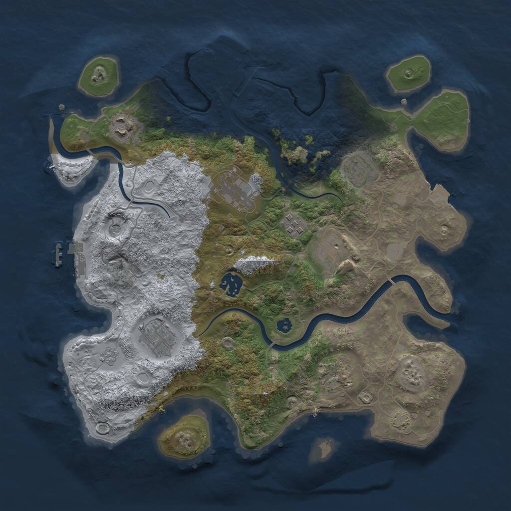 Rust Map: Procedural Map, Size: 3434, Seed: 834809837, 14 Monuments