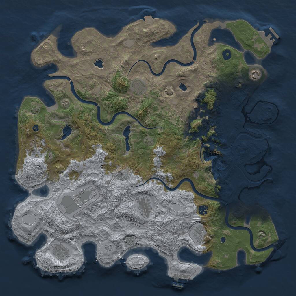 Rust Map: Procedural Map, Size: 4500, Seed: 5628455, 16 Monuments