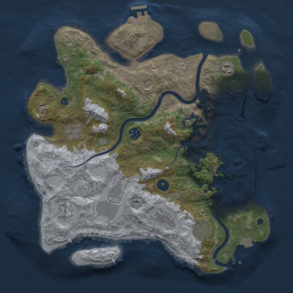 Rust Map: Procedural Map, Size: 3750, Seed: 260374639, 15 Monuments