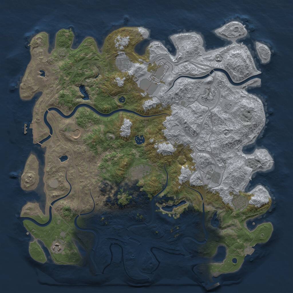 Rust Map: Procedural Map, Size: 4500, Seed: 359724778, 16 Monuments