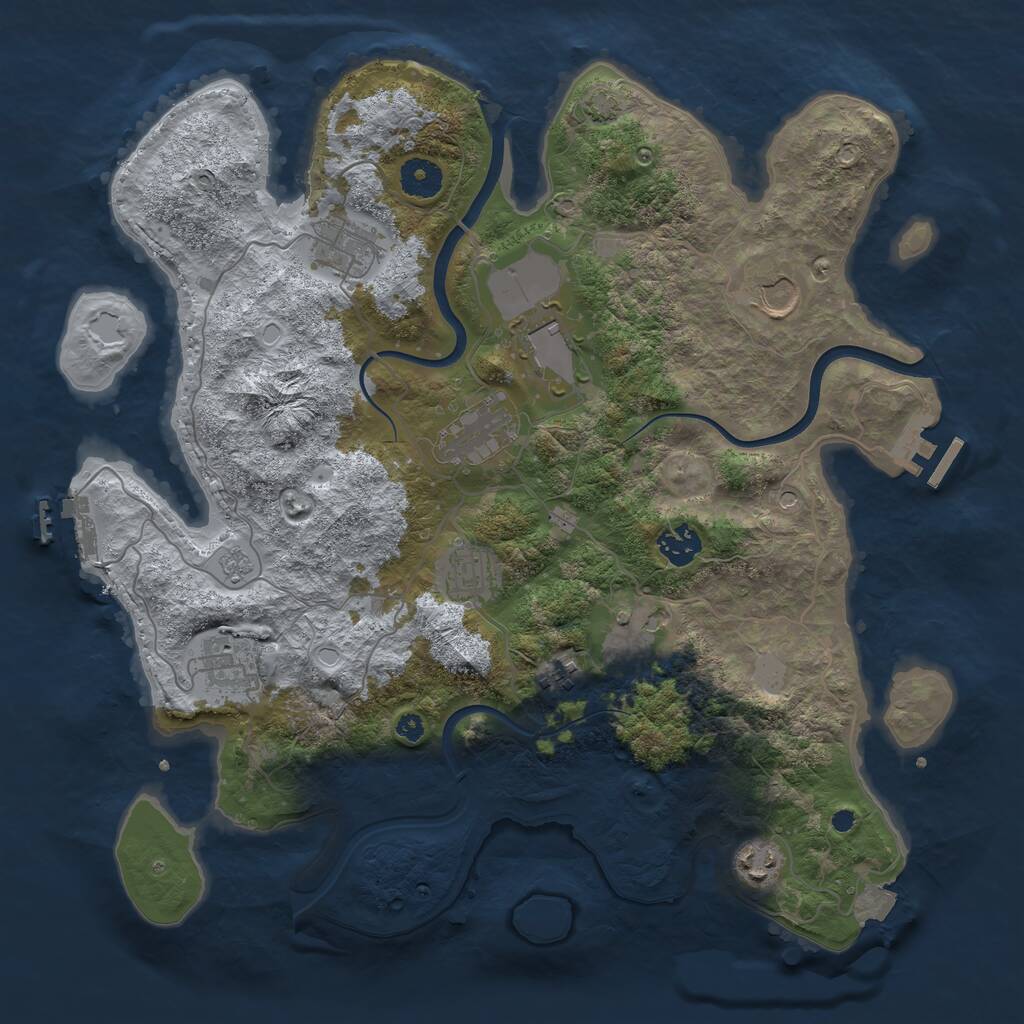 Rust Map: Procedural Map, Size: 3750, Seed: 23718720, 16 Monuments