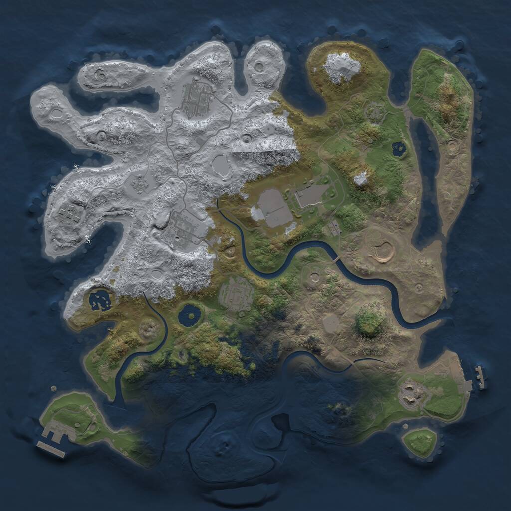 Rust Map: Procedural Map, Size: 3500, Seed: 73582970, 14 Monuments
