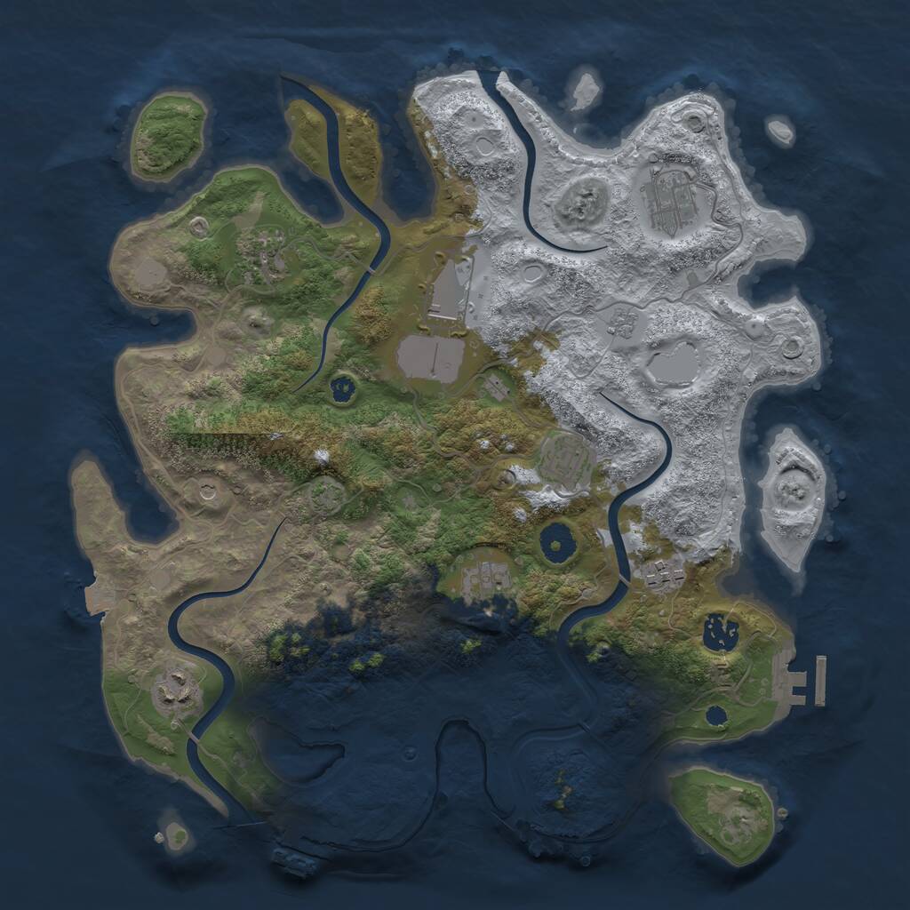 Rust Map: Procedural Map, Size: 3650, Seed: 2976309, 14 Monuments