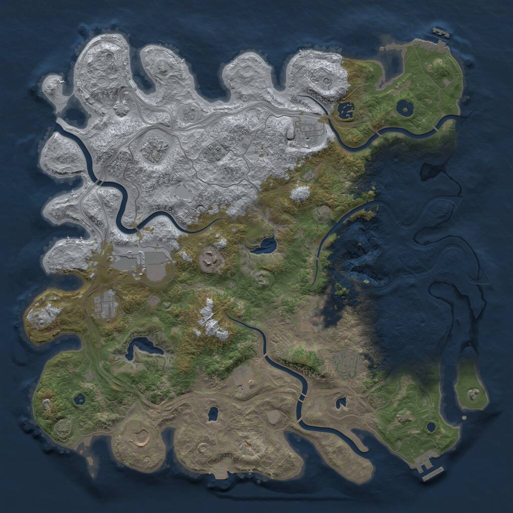 Rust Map: Procedural Map, Size: 4500, Seed: 383951758, 17 Monuments