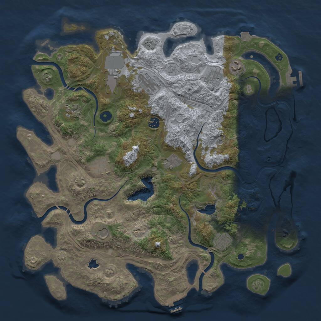 Rust Map: Procedural Map, Size: 4300, Seed: 1797425375, 17 Monuments