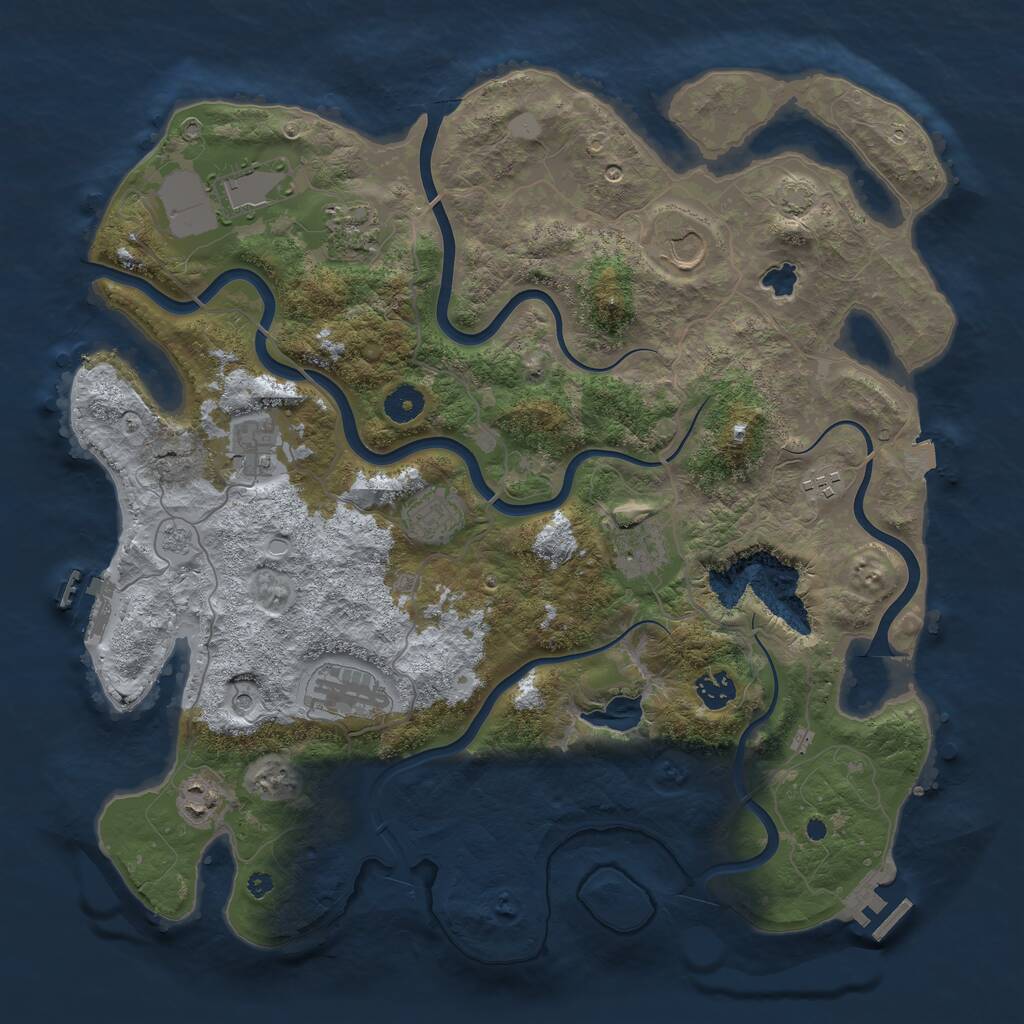 Rust Map: Procedural Map, Size: 4050, Seed: 372124167, 16 Monuments