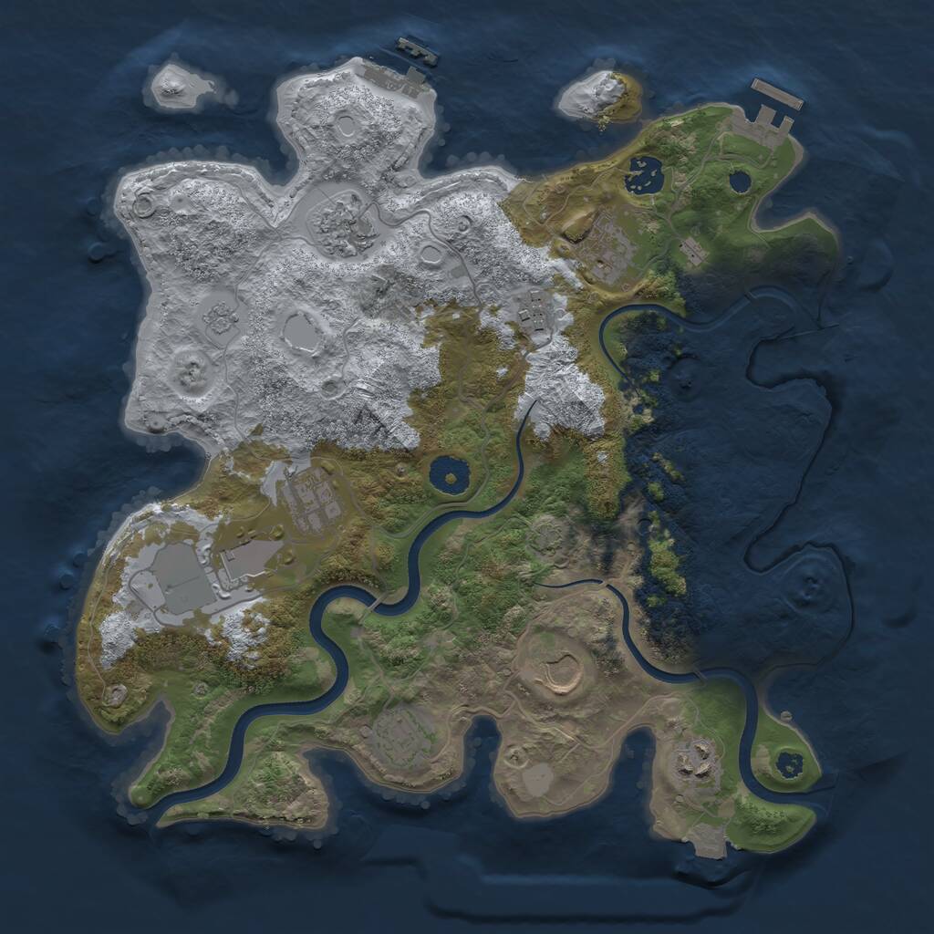 Rust Map: Procedural Map, Size: 3500, Seed: 1146079415, 15 Monuments