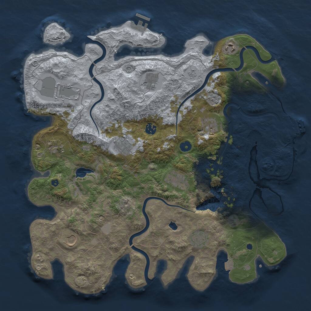 Rust Map: Procedural Map, Size: 4200, Seed: 46000, 17 Monuments