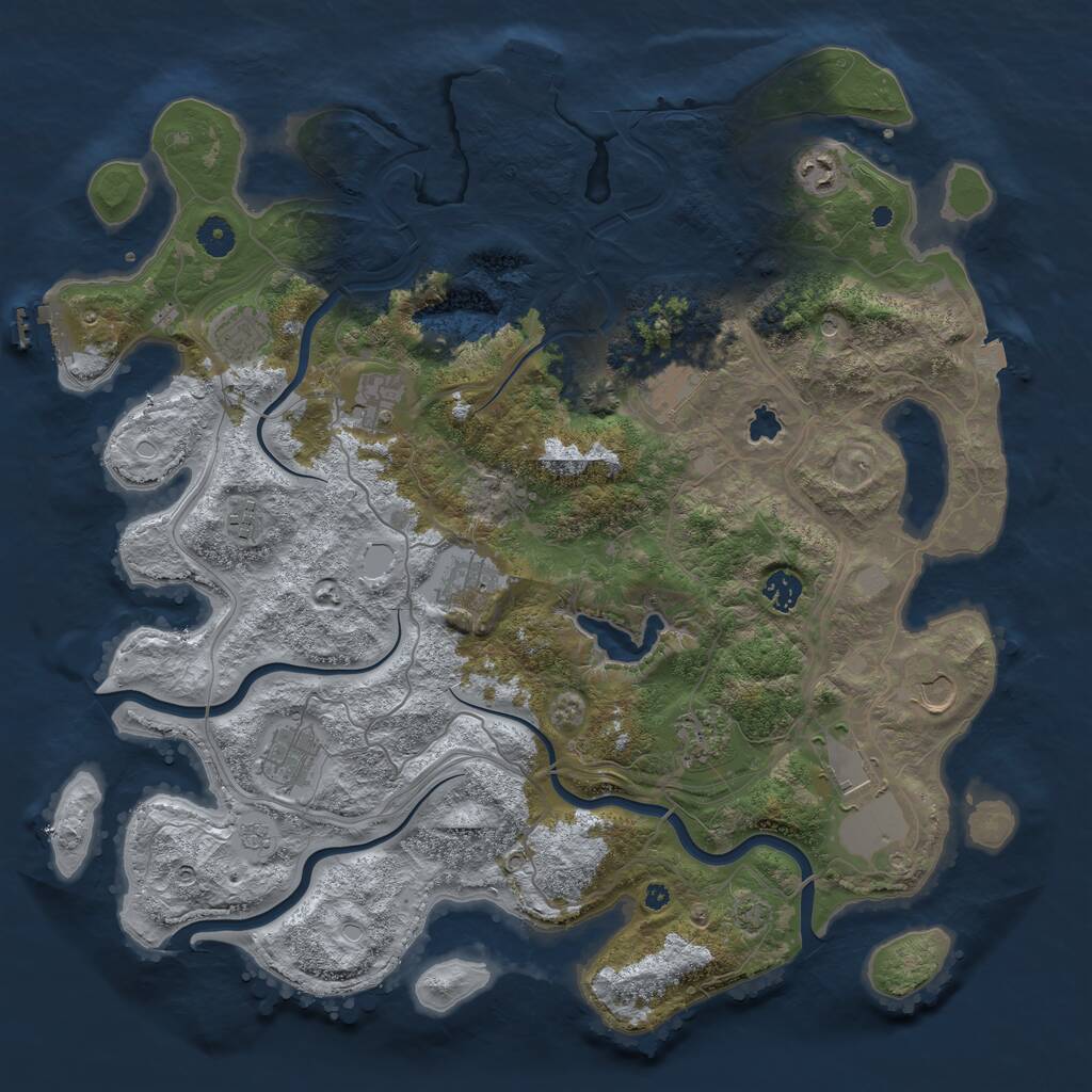 Rust Map: Procedural Map, Size: 4300, Seed: 1937671173, 17 Monuments