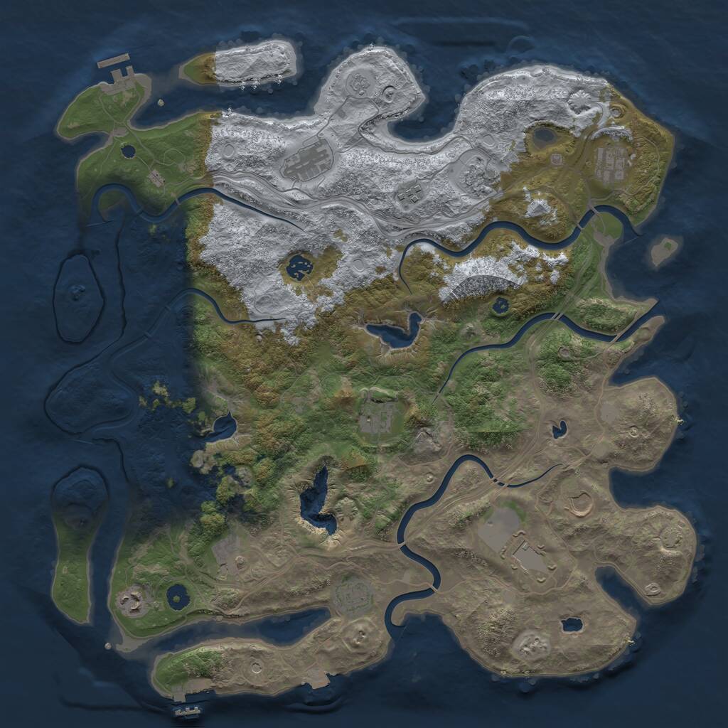 Rust Map: Procedural Map, Size: 4500, Seed: 189236742, 17 Monuments