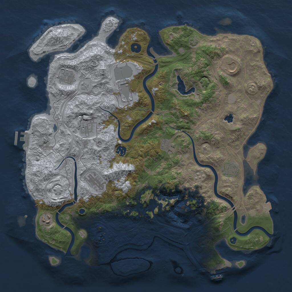 Rust Map: Procedural Map, Size: 4300, Seed: 2083933703, 16 Monuments