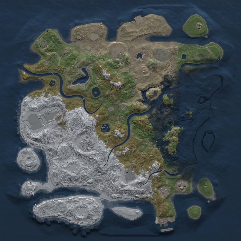 Rust Map: Procedural Map, Size: 4000, Seed: 641208, 13 Monuments