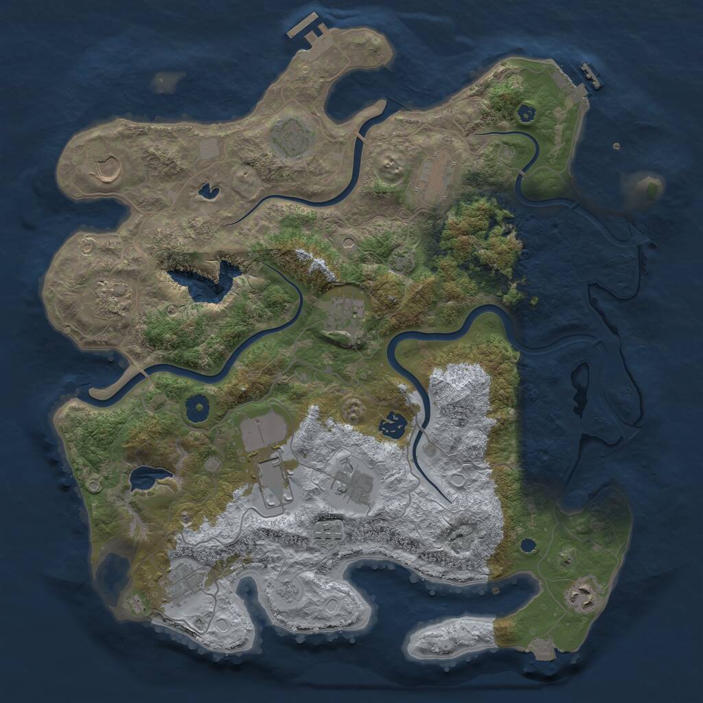 Rust Map: Procedural Map, Size: 4000, Seed: 1913756367, 17 Monuments