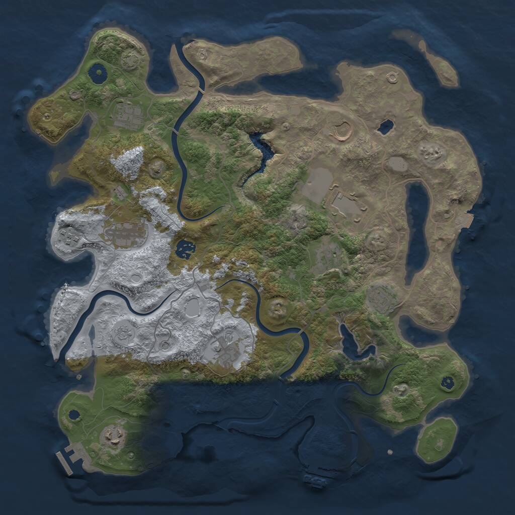 Rust Map: Procedural Map, Size: 4000, Seed: 995103569, 16 Monuments