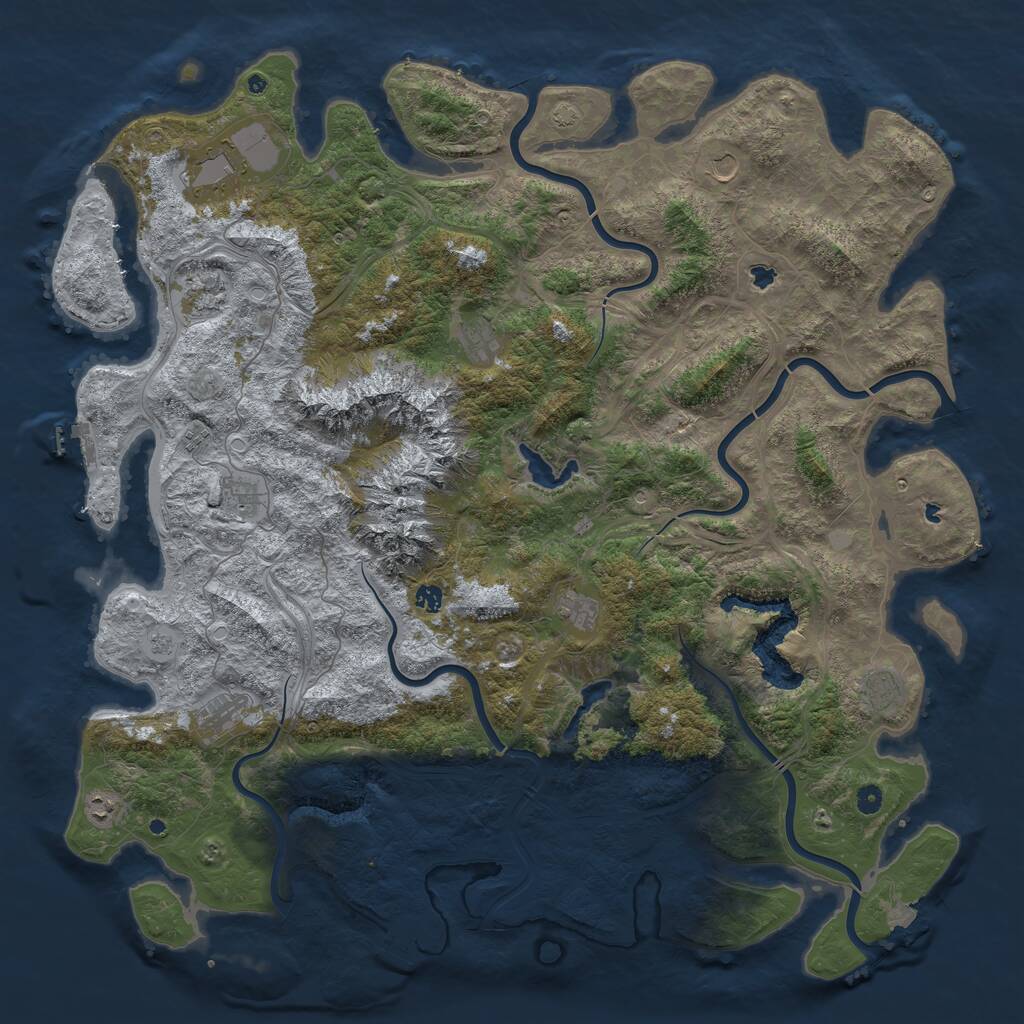 Rust Map: Procedural Map, Size: 5500, Seed: 22032601, 17 Monuments