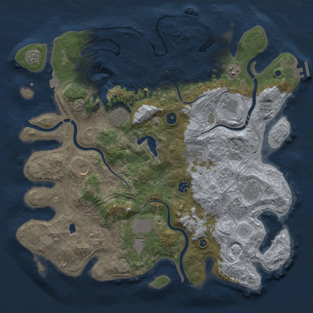 Rust Map: Procedural Map, Size: 4250, Seed: 38638020, 16 Monuments