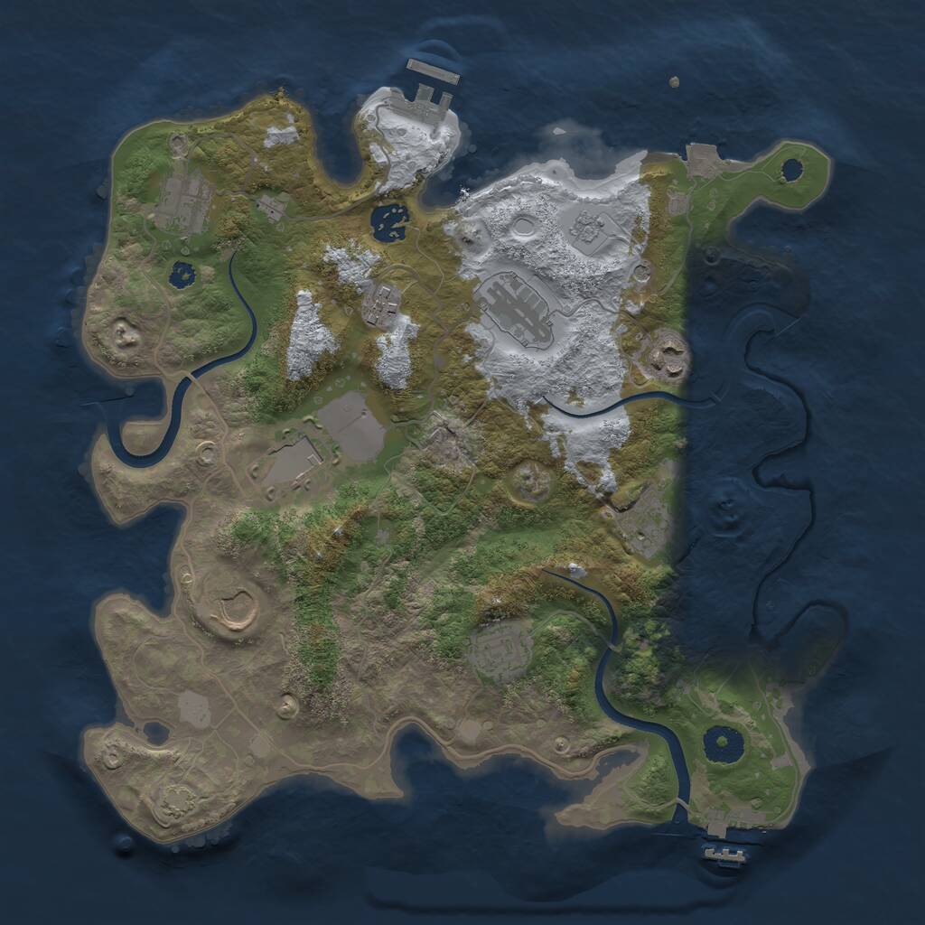 Rust Map: Procedural Map, Size: 3500, Seed: 611788744, 15 Monuments