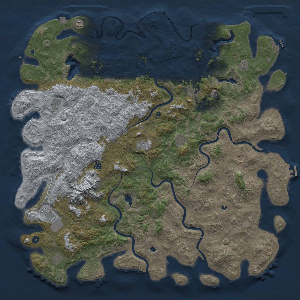Rust Map: Procedural Map, Size: 6000, Seed: 1218307677, 17 Monuments