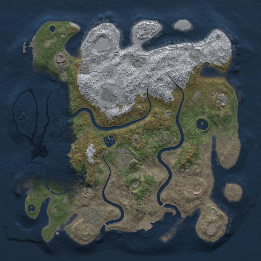 Rust Map: Procedural Map, Size: 3500, Seed: 2447280, 14 Monuments