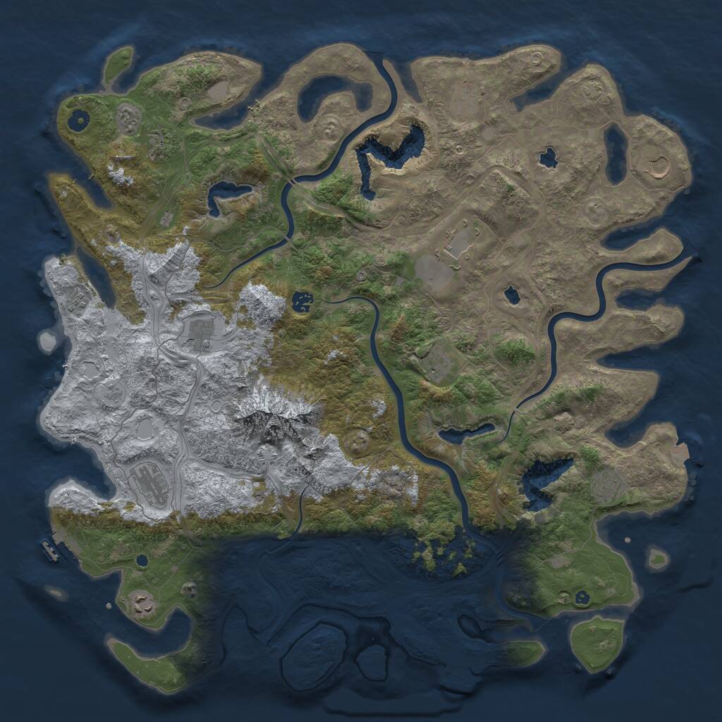 Rust Map: Procedural Map, Size: 5000, Seed: 1229044637, 17 Monuments