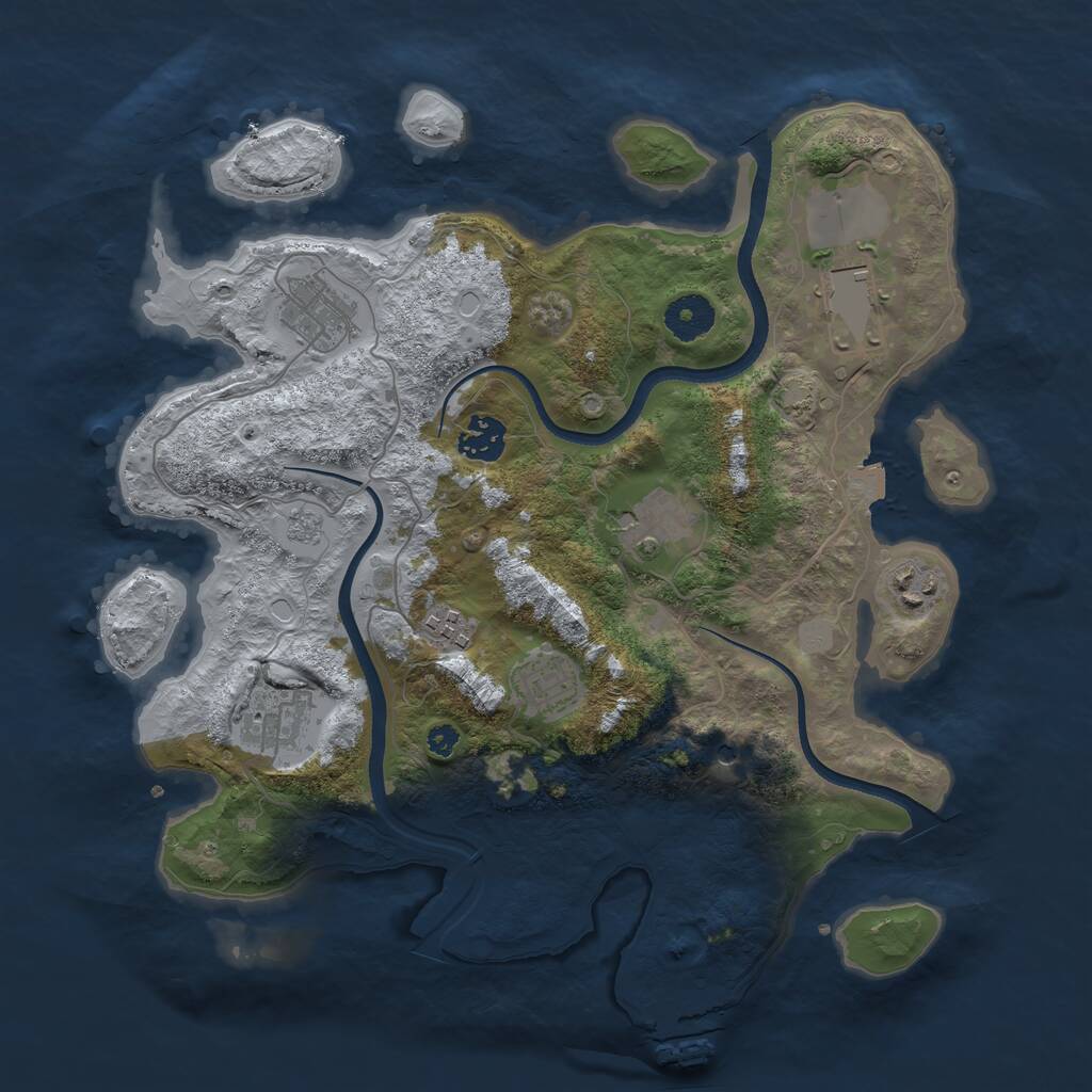 Rust Map: Procedural Map, Size: 3500, Seed: 565147704, 13 Monuments