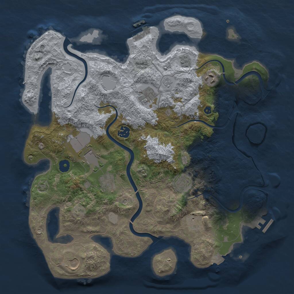 Rust Map: Procedural Map, Size: 3750, Seed: 2122244607, 15 Monuments