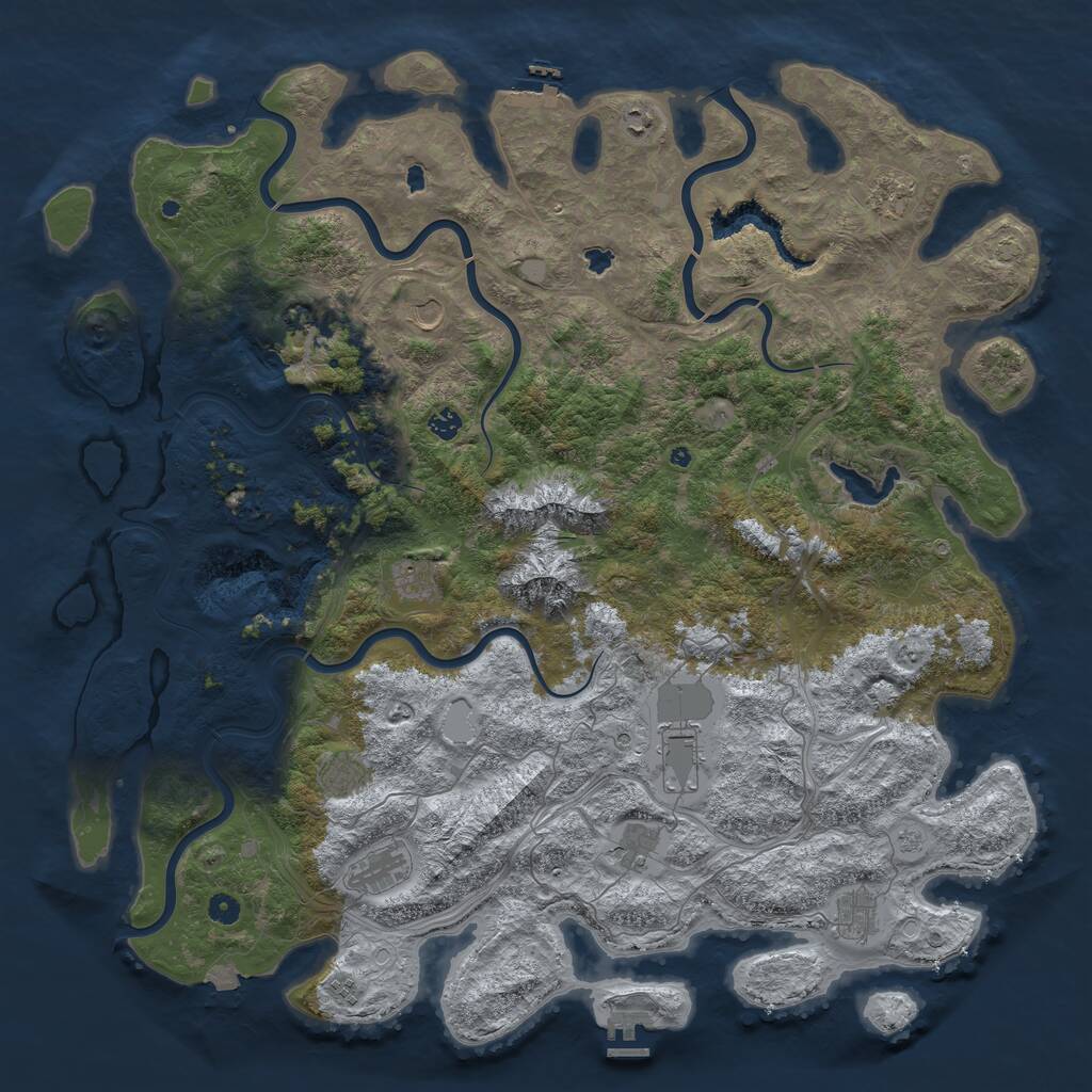 Rust Map: Procedural Map, Size: 5250, Seed: 855085100, 17 Monuments