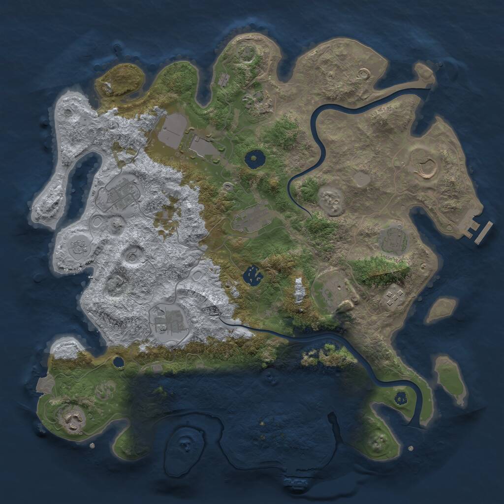Rust Map: Procedural Map, Size: 3900, Seed: 803262950, 17 Monuments