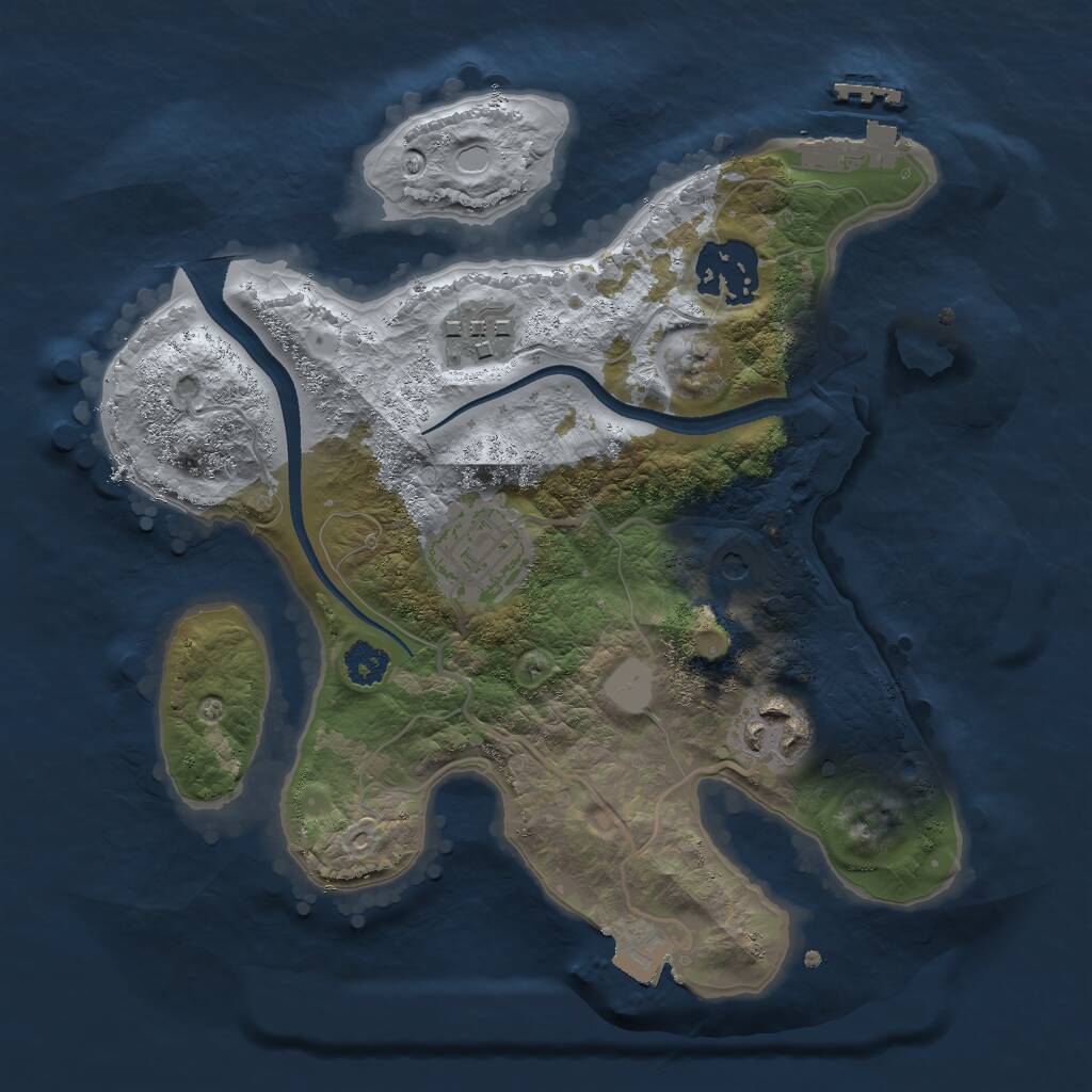 Rust Map: Procedural Map, Size: 2500, Seed: 2106893588, 7 Monuments