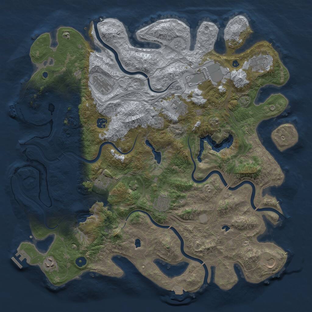 Rust Map: Procedural Map, Size: 4500, Seed: 48186, 16 Monuments