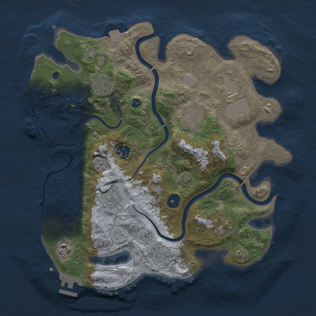 Rust Map: Procedural Map, Size: 3500, Seed: 238394537, 14 Monuments
