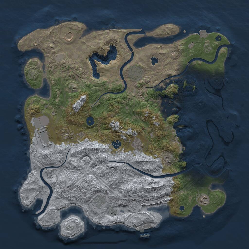 Rust Map: Procedural Map, Size: 4250, Seed: 1196132332, 16 Monuments