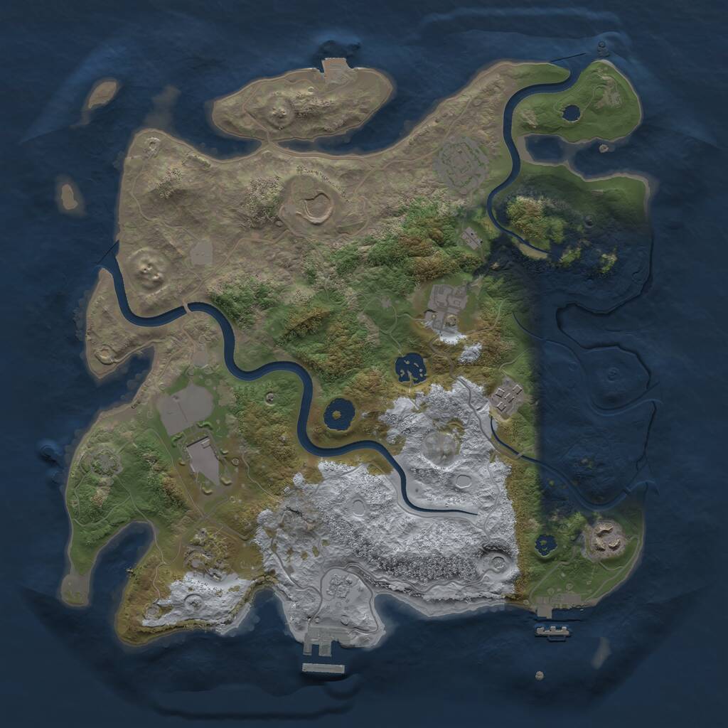 Rust Map: Procedural Map, Size: 3500, Seed: 182085979, 14 Monuments