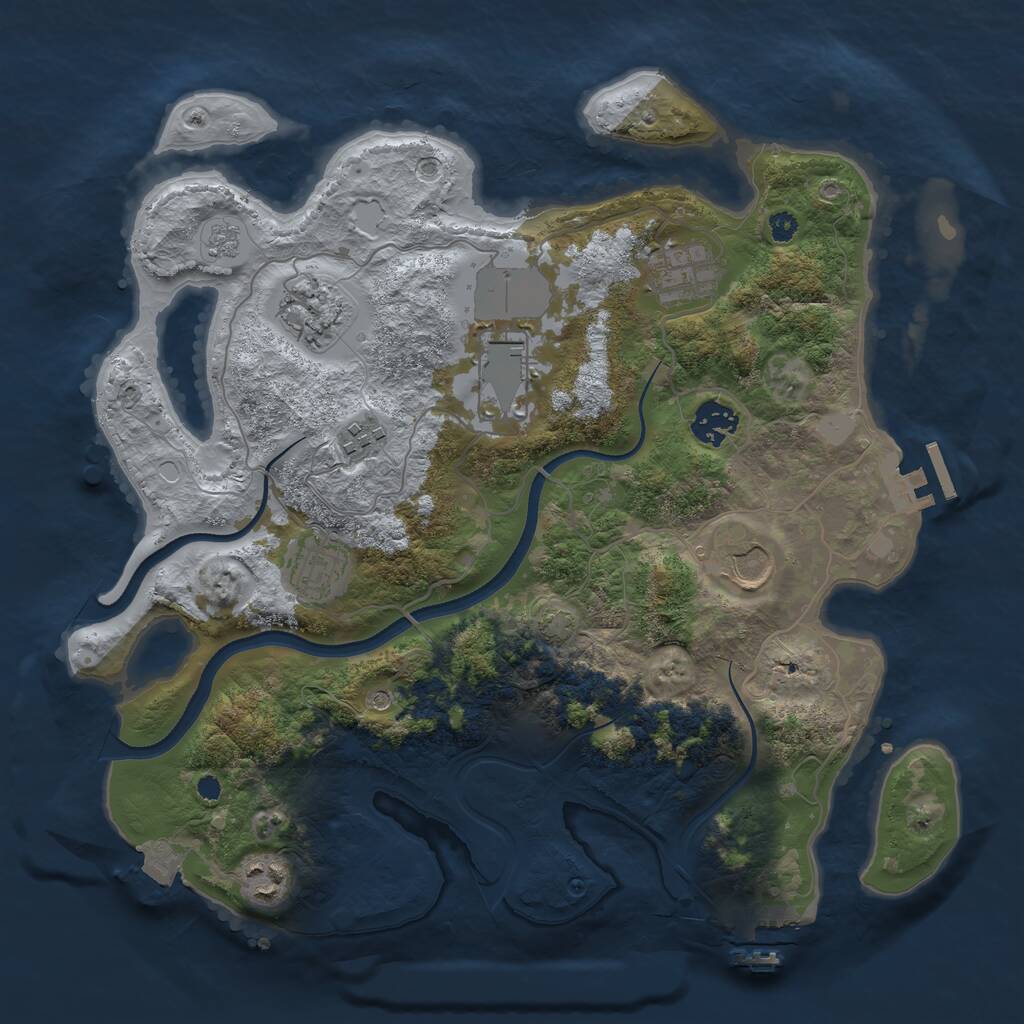 Rust Map: Procedural Map, Size: 3500, Seed: 1368997094, 14 Monuments