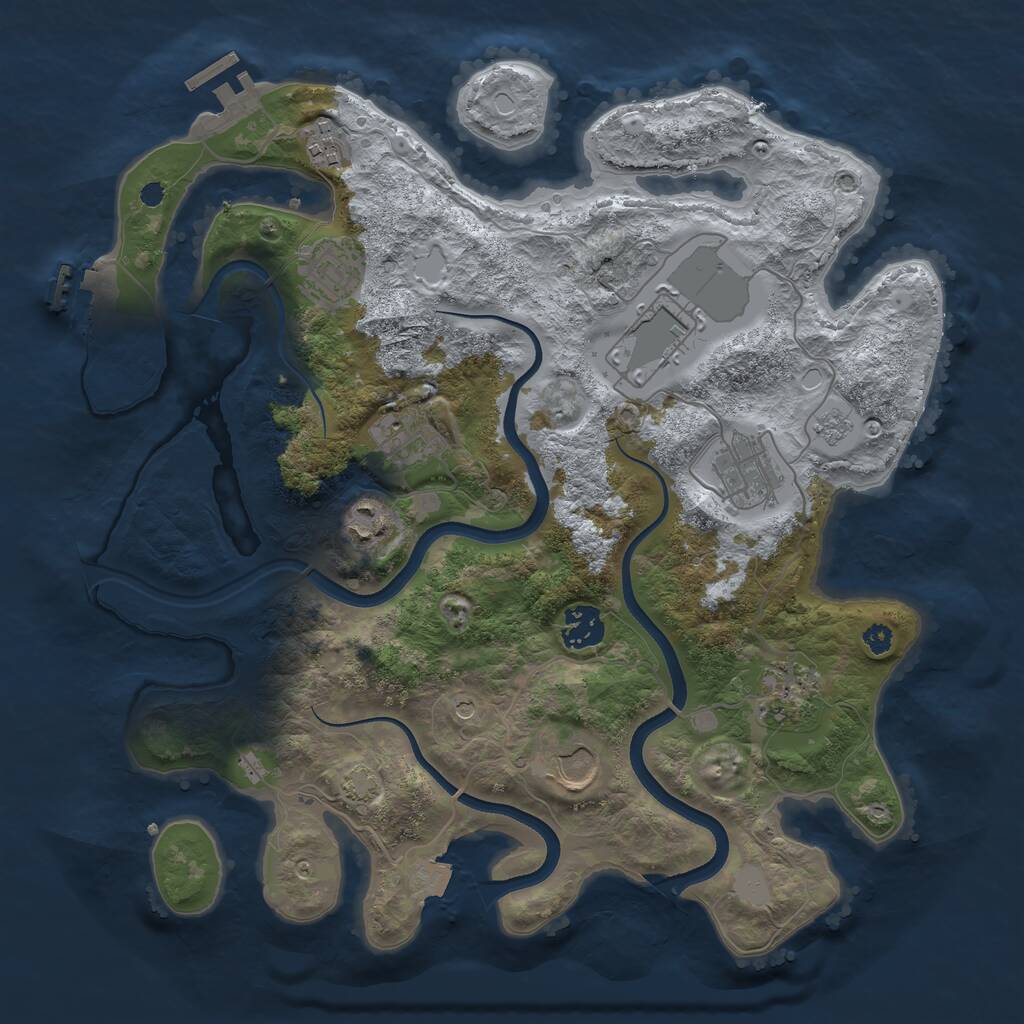 Rust Map: Procedural Map, Size: 3500, Seed: 1696363602, 15 Monuments