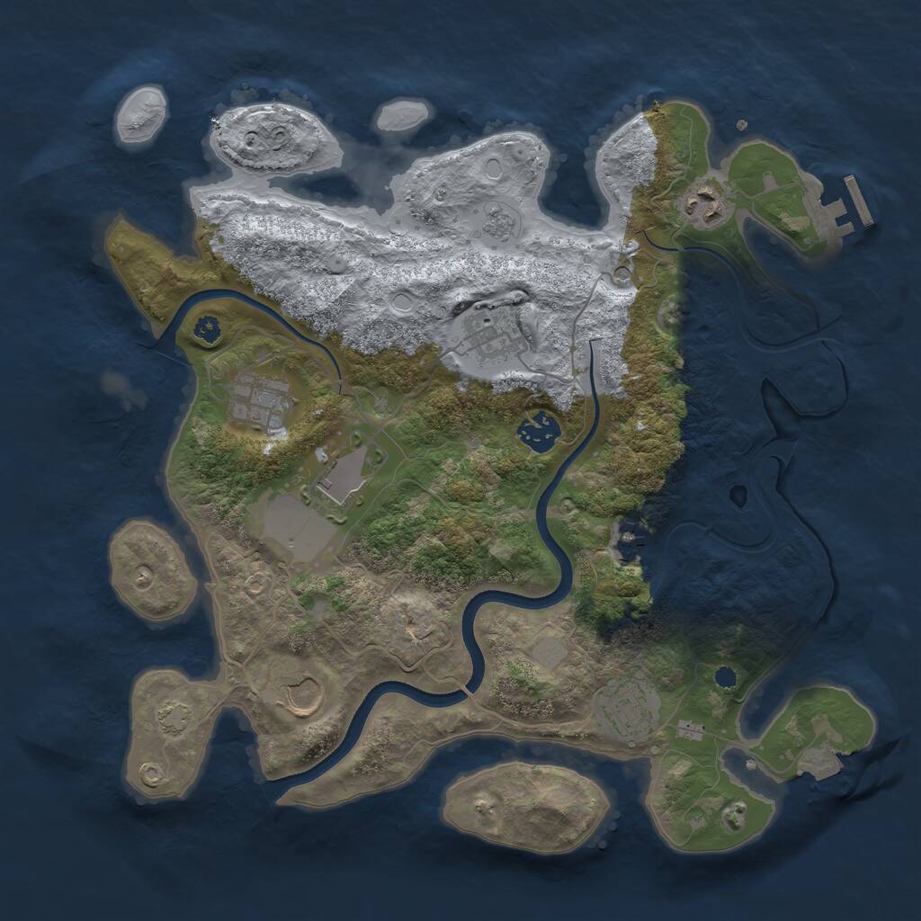 Rust Map: Procedural Map, Size: 3500, Seed: 515353, 13 Monuments