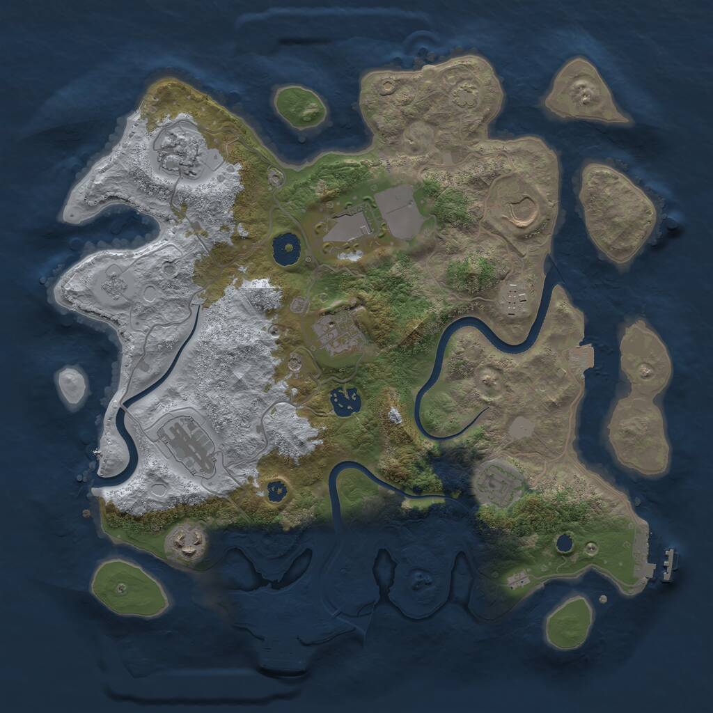 Rust Map: Procedural Map, Size: 3500, Seed: 1363151330, 15 Monuments