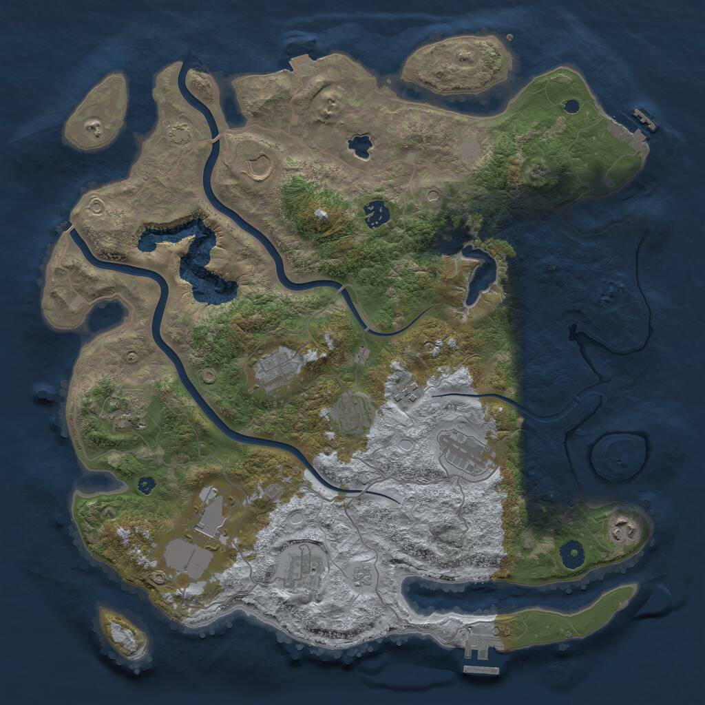 Rust Map: Procedural Map, Size: 4000, Seed: 1693195408, 16 Monuments