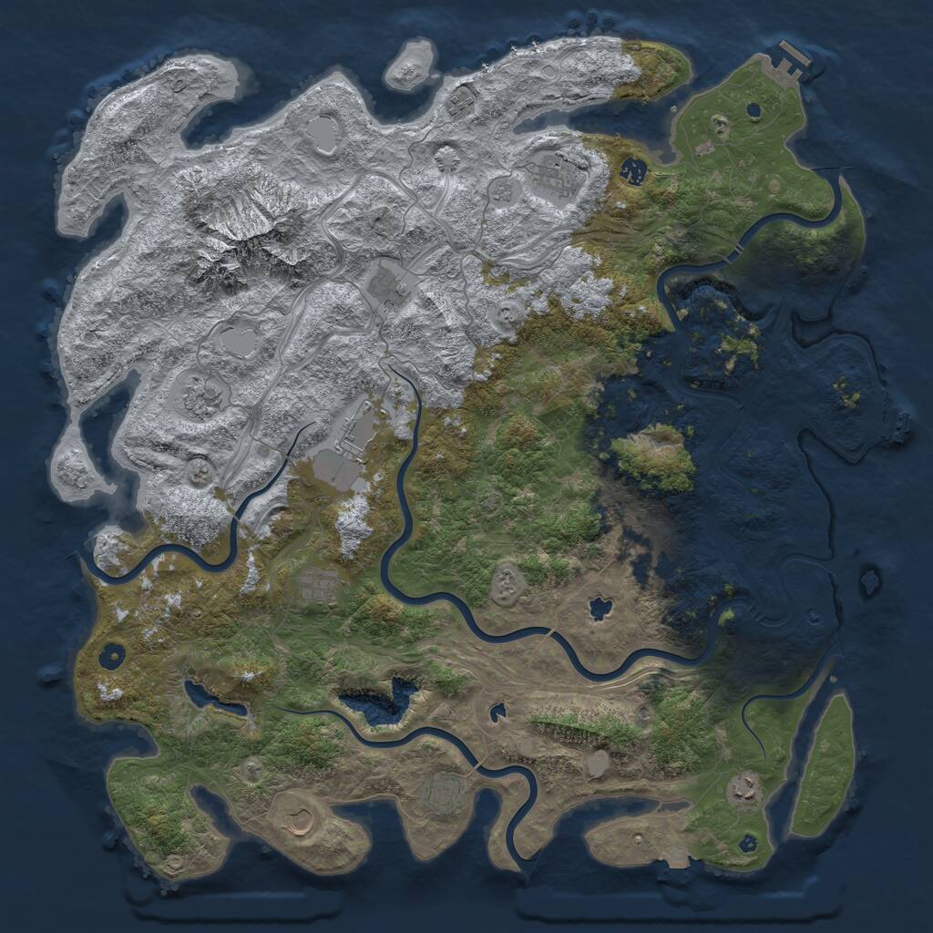 Rust Map: Procedural Map, Size: 5250, Seed: 764362432, 17 Monuments