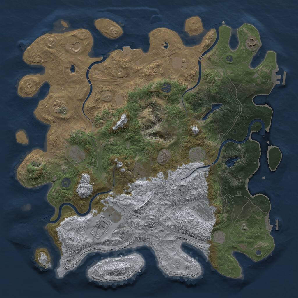 Rust Map: Procedural Map, Size: 4500, Seed: 952742159, 19 Monuments
