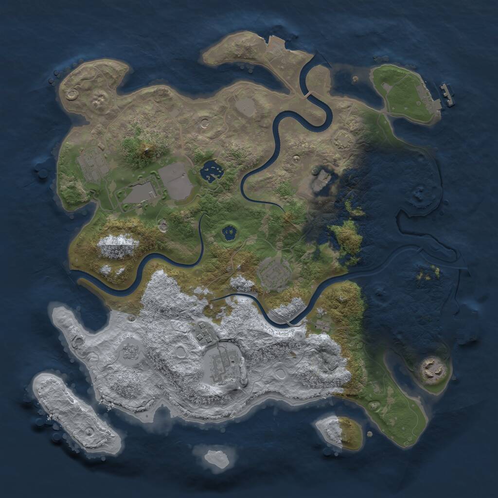 Rust Map: Procedural Map, Size: 3500, Seed: 618236860, 14 Monuments