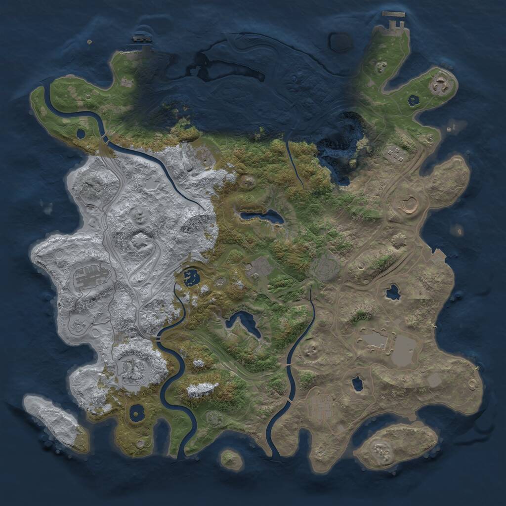 Rust Map: Procedural Map, Size: 4500, Seed: 264154241, 17 Monuments